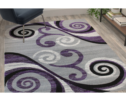 BLNK - Valli Collection Abstract Olefin Area Rug with Jute Backing