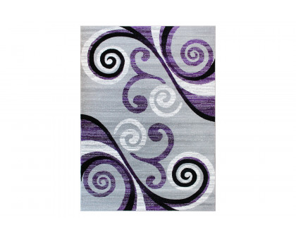 BLNK Valli Collection Abstract Olefin Area Rug with Jute Backing - Purple, 5'W x 7'L