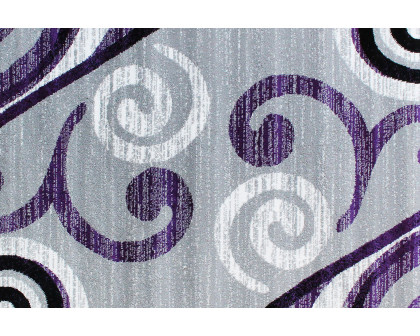 BLNK Valli Collection Abstract Olefin Area Rug with Jute Backing - Purple, 5'W x 7'L