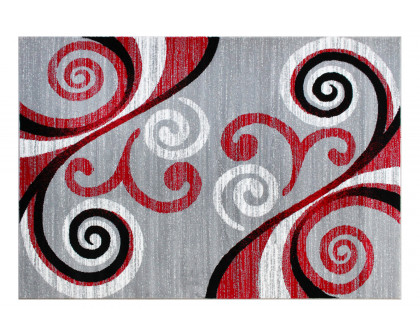 BLNK Valli Collection Abstract Olefin Area Rug with Jute Backing - Red, 5'W x 7'L