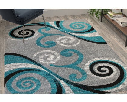 BLNK Valli Collection Abstract Olefin Area Rug with Jute Backing