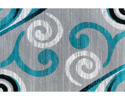 BLNK Valli Collection Abstract Olefin Area Rug with Jute Backing - Turquoise, 5'W x 7'L