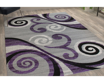 BLNK Valli Collection Abstract Olefin Area Rug with Jute Backing - Purple, 6'W x 9'L