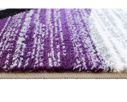 BLNK Valli Collection Abstract Olefin Area Rug with Jute Backing - Purple, 6'W x 9'L