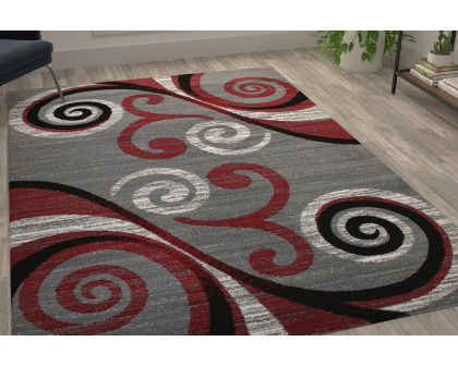 BLNK Valli Collection Abstract Olefin Area Rug with Jute Backing - Red, 6'W x 9'L