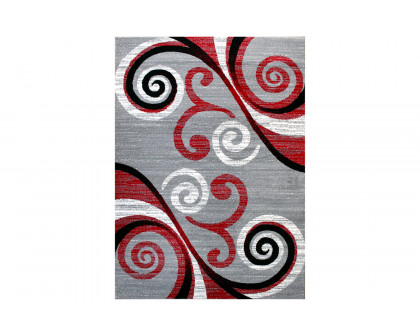 BLNK Valli Collection Abstract Olefin Area Rug with Jute Backing - Red, 6'W x 9'L