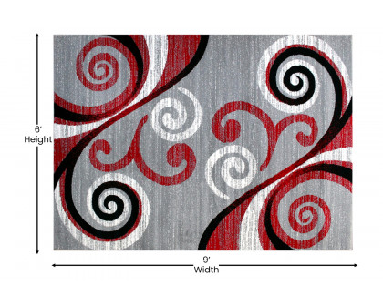 BLNK Valli Collection Abstract Olefin Area Rug with Jute Backing - Red, 6'W x 9'L