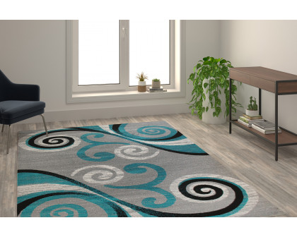 BLNK Valli Collection Abstract Olefin Area Rug with Jute Backing