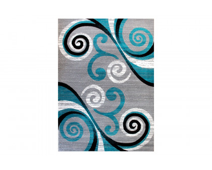 BLNK Valli Collection Abstract Olefin Area Rug with Jute Backing - Turquoise, 6'W x 9'L