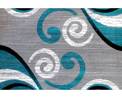 BLNK Valli Collection Abstract Olefin Area Rug with Jute Backing - Turquoise, 6'W x 9'L