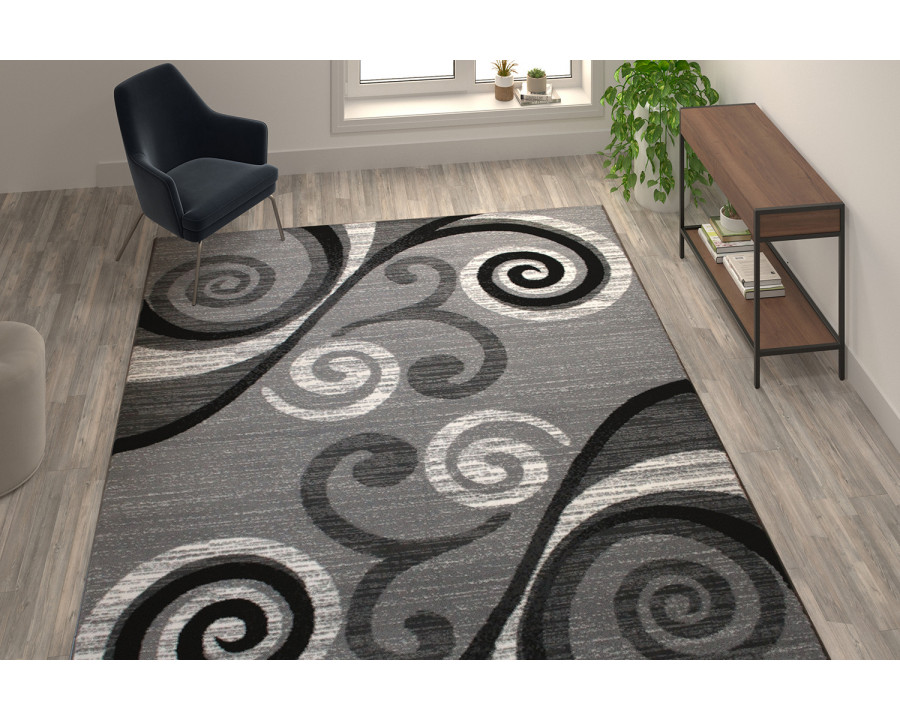 BLNK - Valli Collection Abstract Olefin Area Rug with Jute Backing