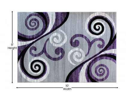 BLNK Valli Collection Abstract Olefin Area Rug with Jute Backing - Purple, 8'W x 10'L