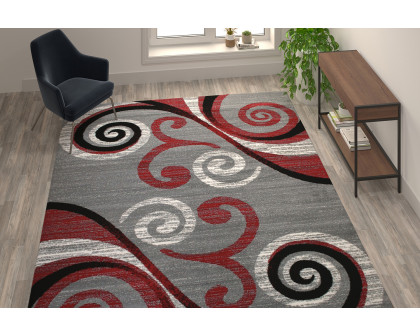 BLNK Valli Collection Abstract Olefin Area Rug with Jute Backing