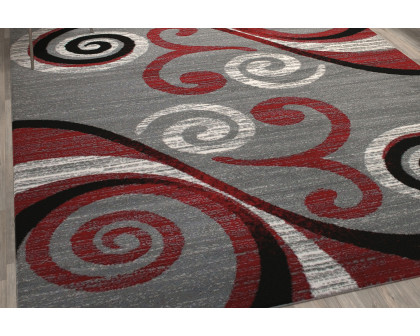 BLNK Valli Collection Abstract Olefin Area Rug with Jute Backing - Red, 8'W x 10'L