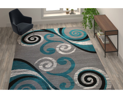 BLNK - Valli Collection Abstract Olefin Area Rug with Jute Backing