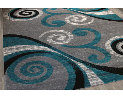 BLNK Valli Collection Abstract Olefin Area Rug with Jute Backing - Turquoise, 8'W x 10'L