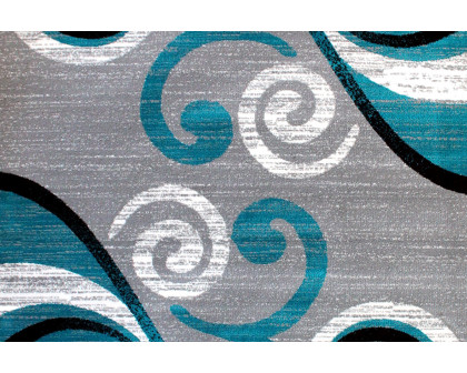 BLNK Valli Collection Abstract Olefin Area Rug with Jute Backing - Turquoise, 8'W x 10'L