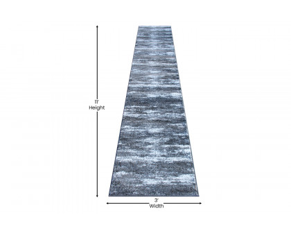 BLNK Marian Collection Olefin Distressed Area Rug with Jute Backing - Gray, 2'W x 11'L