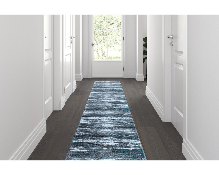 BLNK Marian Collection Olefin Distressed Area Rug with Jute Backing