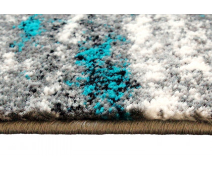 BLNK Marian Collection Olefin Distressed Area Rug with Jute Backing - Turquoise, 2'W x 11'L