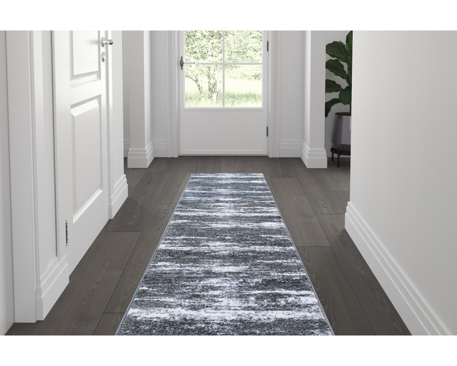 BLNK Marian Collection Olefin Distressed Area Rug with Jute Backing - Gray, 2'W x 7'L