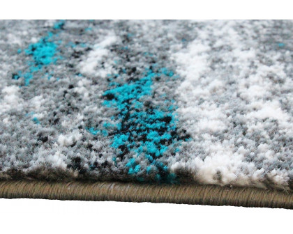 BLNK Marian Collection Olefin Distressed Area Rug with Jute Backing - Turquoise, 2'W x 7'L