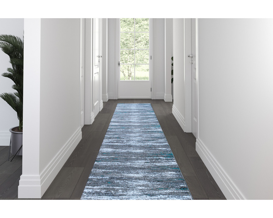 BLNK Marian Collection Olefin Distressed Area Rug with Jute Backing - Gray, 3'W x 16'L