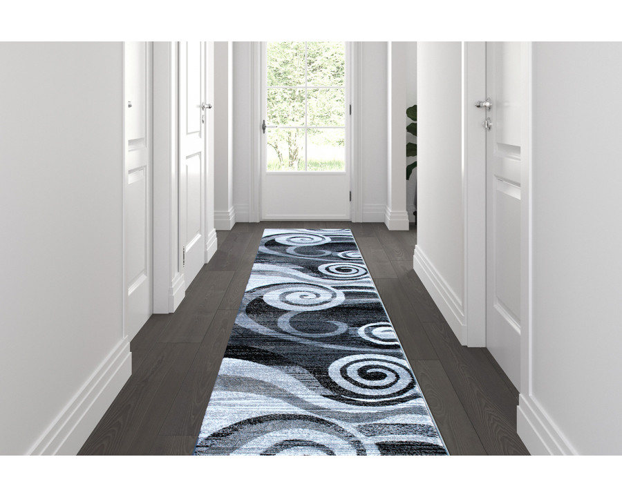 BLNK Cirrus Collection Olefin Swirl Patterned Area Rug with Jute Backing