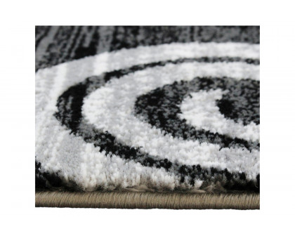 BLNK Cirrus Collection Olefin Swirl Patterned Area Rug with Jute Backing - Gray, 2'W x 11'L