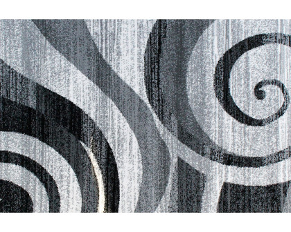 BLNK Cirrus Collection Olefin Swirl Patterned Area Rug with Jute Backing - Gray, 2'W x 11'L