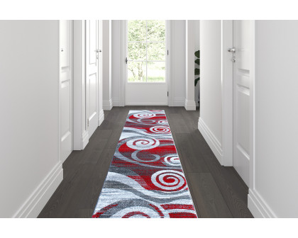 BLNK Cirrus Collection Olefin Swirl Patterned Area Rug with Jute Backing