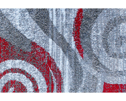 BLNK Cirrus Collection Olefin Swirl Patterned Area Rug with Jute Backing - Red, 2'W x 11'L