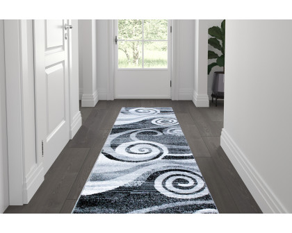 BLNK Cirrus Collection Olefin Swirl Patterned Area Rug with Jute Backing