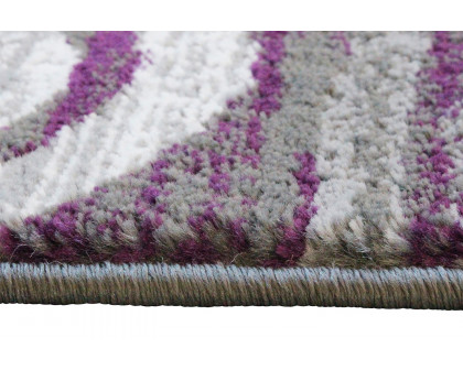 BLNK Cirrus Collection Olefin Swirl Patterned Area Rug with Jute Backing - Purple, 2'W x 7'L