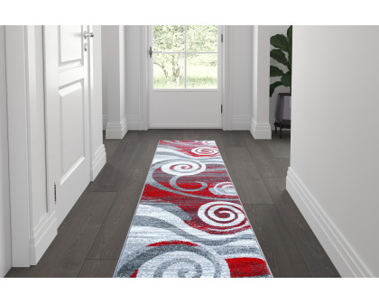 BLNK Cirrus Collection Olefin Swirl Patterned Area Rug with Jute Backing