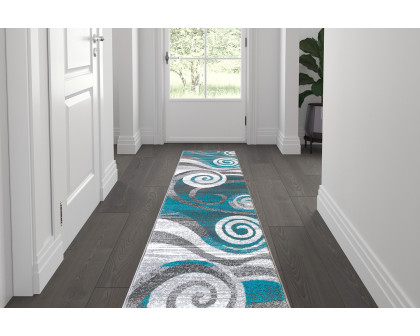 BLNK Cirrus Collection Olefin Swirl Patterned Area Rug with Jute Backing