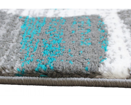 BLNK Cirrus Collection Olefin Swirl Patterned Area Rug with Jute Backing - Turquoise, 2'W x 7'L