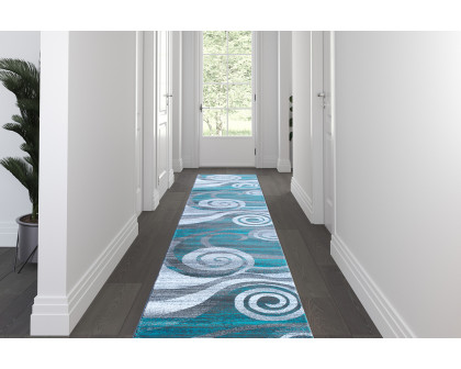 BLNK Cirrus Collection Olefin Swirl Patterned Area Rug with Jute Backing