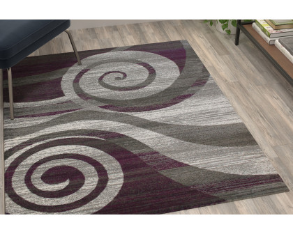 BLNK Cirrus Collection Olefin Swirl Patterned Area Rug with Jute Backing