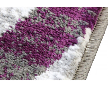 BLNK Cirrus Collection Olefin Swirl Patterned Area Rug with Jute Backing - Purple, 4'W x 5'L