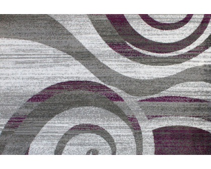 BLNK Cirrus Collection Olefin Swirl Patterned Area Rug with Jute Backing - Purple, 4'W x 5'L