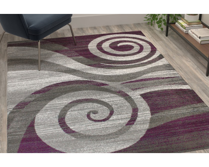 BLNK Cirrus Collection Olefin Swirl Patterned Area Rug with Jute Backing