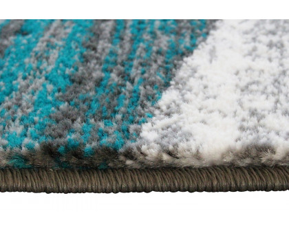 BLNK Cirrus Collection Olefin Swirl Patterned Area Rug with Jute Backing - Turquoise, 5'W x 7'L