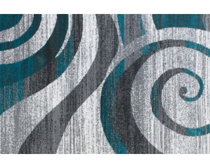 BLNK Cirrus Collection Olefin Swirl Patterned Area Rug with Jute Backing - Turquoise, 5'W x 7'L