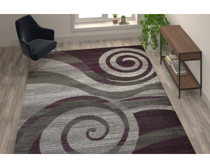 BLNK Cirrus Collection Olefin Swirl Patterned Area Rug with Jute Backing