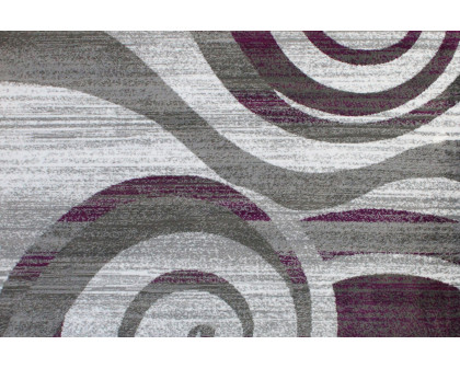 BLNK Cirrus Collection Olefin Swirl Patterned Area Rug with Jute Backing - Purple, 6'W x 9'L