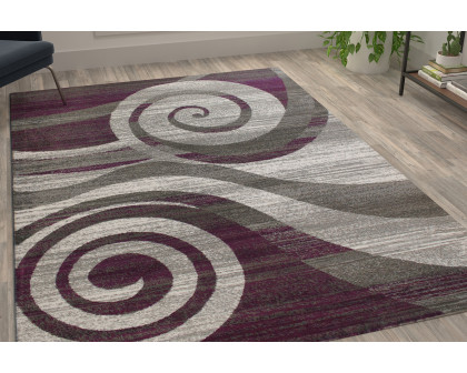 BLNK Cirrus Collection Olefin Swirl Patterned Area Rug with Jute Backing