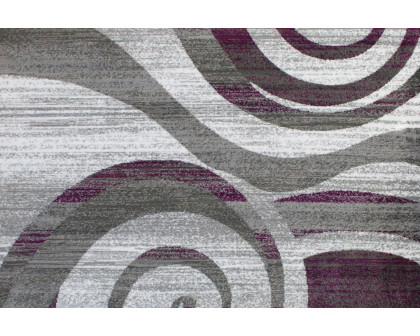 BLNK Cirrus Collection Olefin Swirl Patterned Area Rug with Jute Backing - Purple, 8'W x 10'L