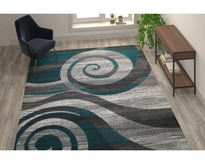 BLNK Cirrus Collection Olefin Swirl Patterned Area Rug with Jute Backing