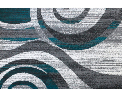 BLNK Cirrus Collection Olefin Swirl Patterned Area Rug with Jute Backing - Turquoise, 8'W x 10'L